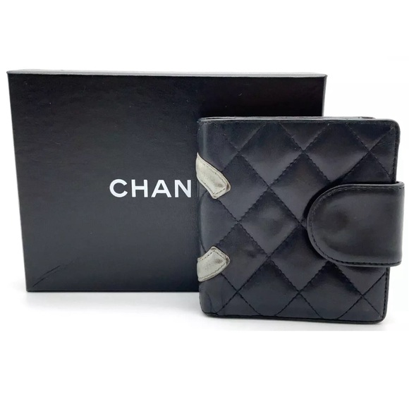 Authentic CHANEL Chanel Black Leather Coco Mark W/Box - Picture 1 of 13